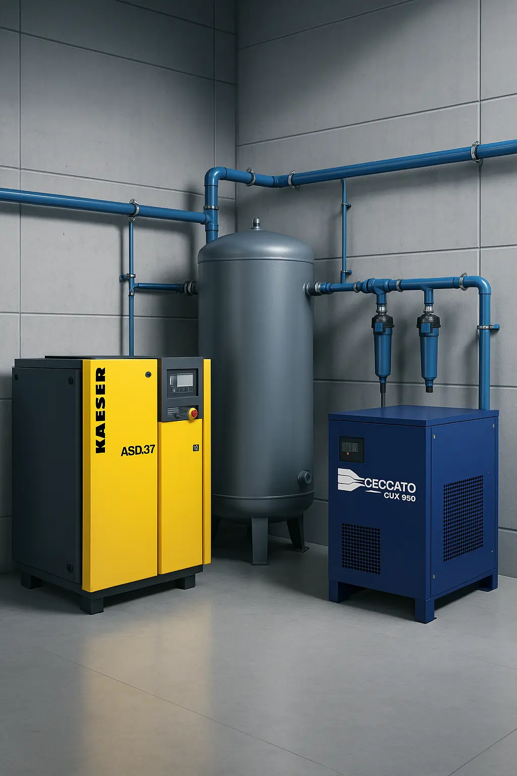 Industrial air compressor equipment supporting Power Tec services